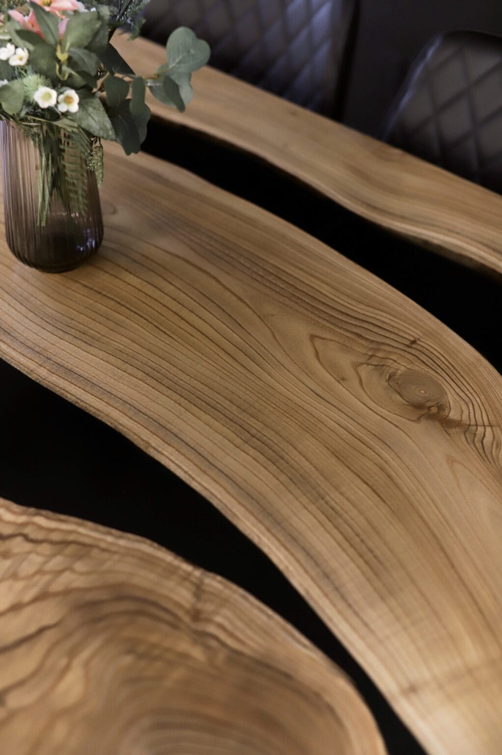 Wood’s Buddy Twin Black Epoxy River Solid Wood Oval Dining Table – 6 Seater Modern Live Edge Design