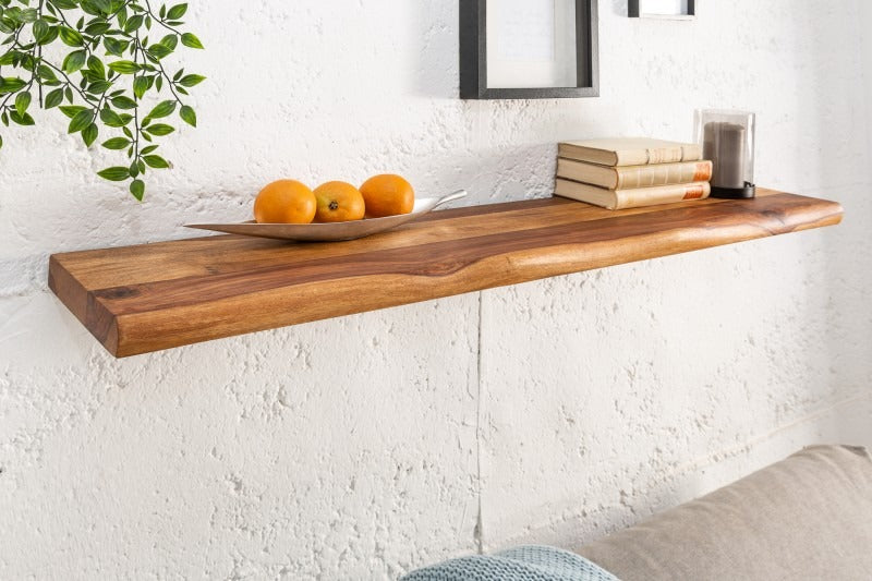 The Horizon Plank | Artisan Foundry | Wide Live-Edge Acacia Floating Shelf (Single) – Minimalist Architectural