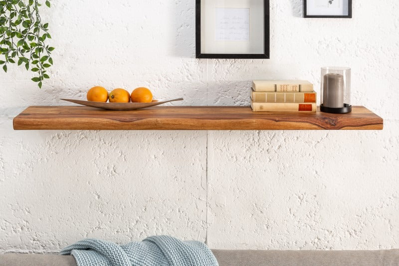 The Horizon Plank | Artisan Foundry | Wide Live-Edge Acacia Floating Shelf (Single) – Minimalist Architectural