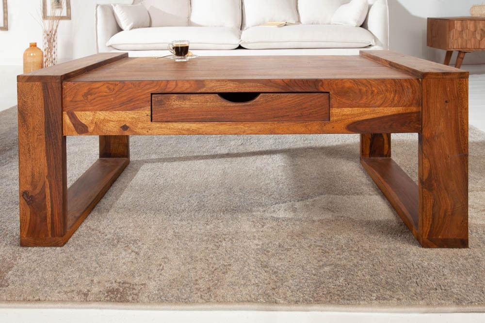 Sheesham Wood Center Table with Drawer | Functional Living Room Table