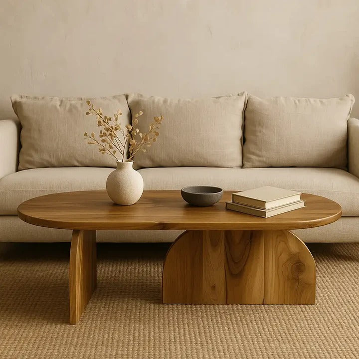 Solace Ovalis Solid Wood Oval Coffee Table | Handcrafted