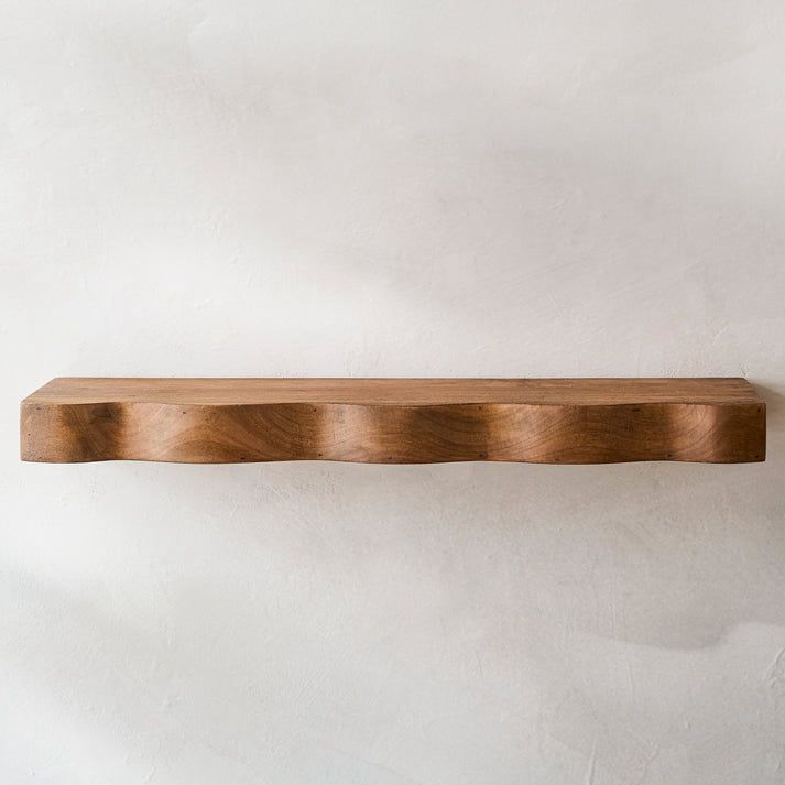 Natural Live Edge Solid Wood Floating Wall Shelves – Set of 2