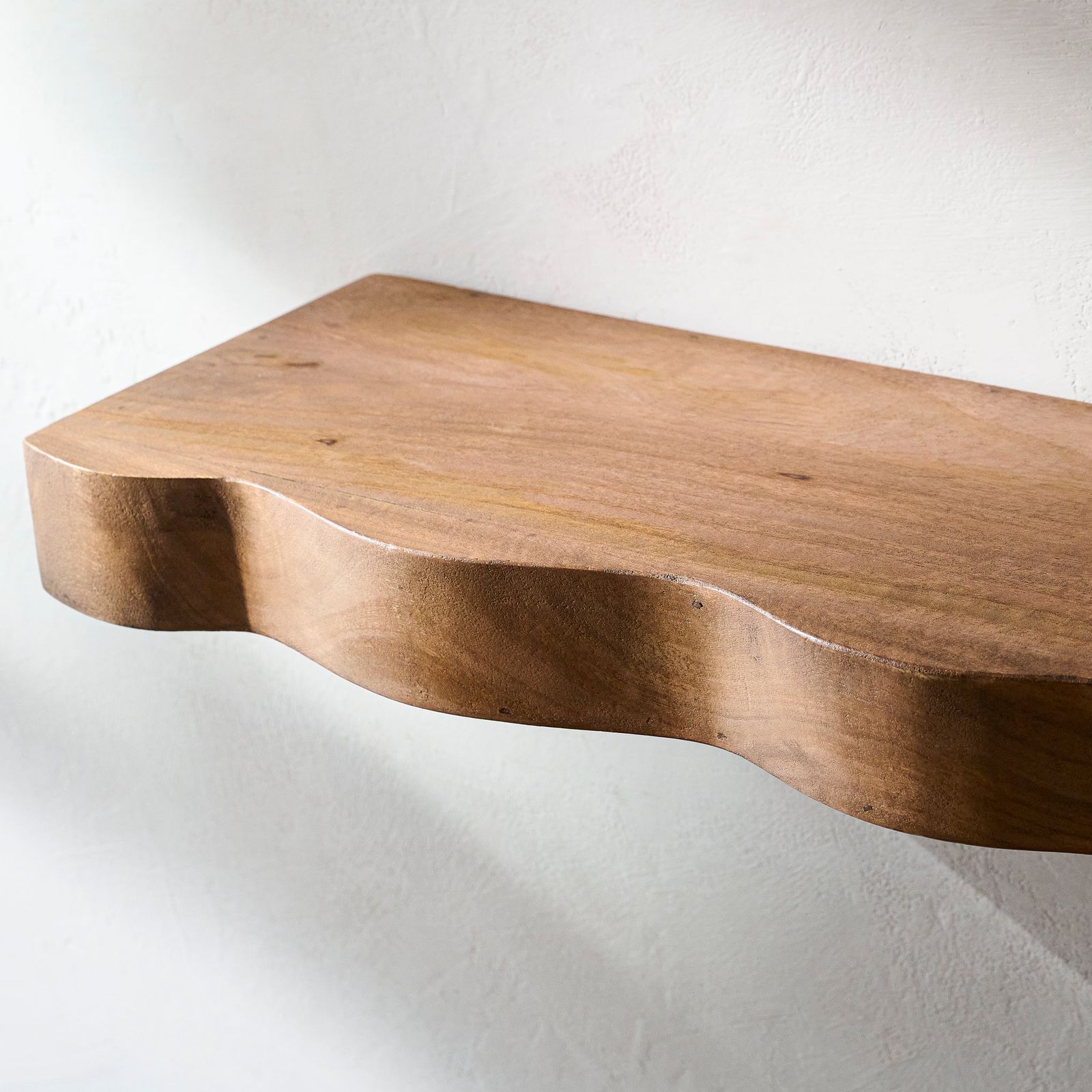 Natural Live Edge Solid Wood Floating Wall Shelves – Set of 2