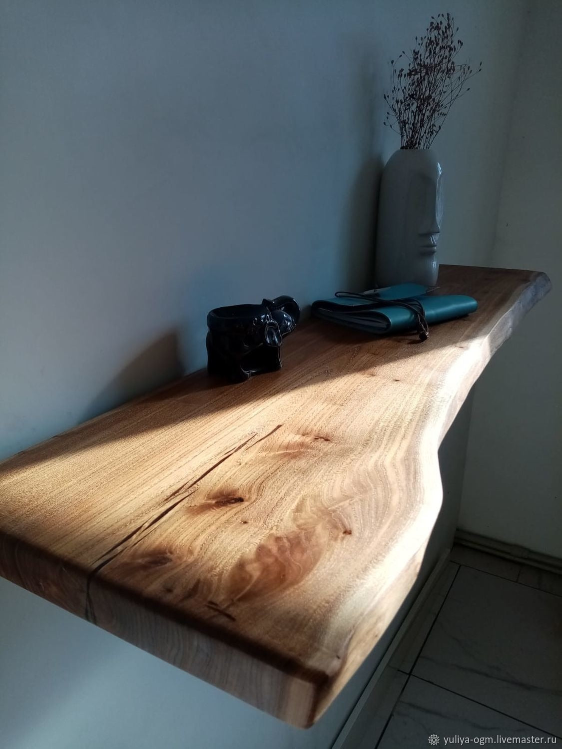 Rustic Horizon Artisan Solid Acacia Live-Edge Floating Shelf – Premium Handcrafted Timber Mantel & Wall Decor – Custom Sizes Available