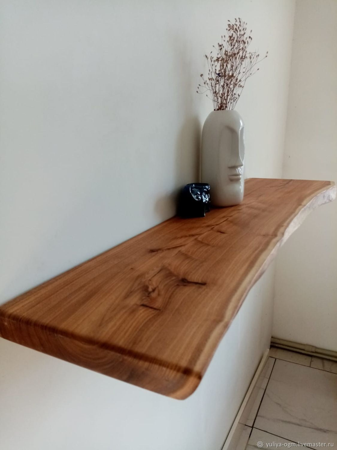 Rustic Horizon Artisan Solid Acacia Live-Edge Floating Shelf – Premium Handcrafted Timber Mantel & Wall Decor – Custom Sizes Available