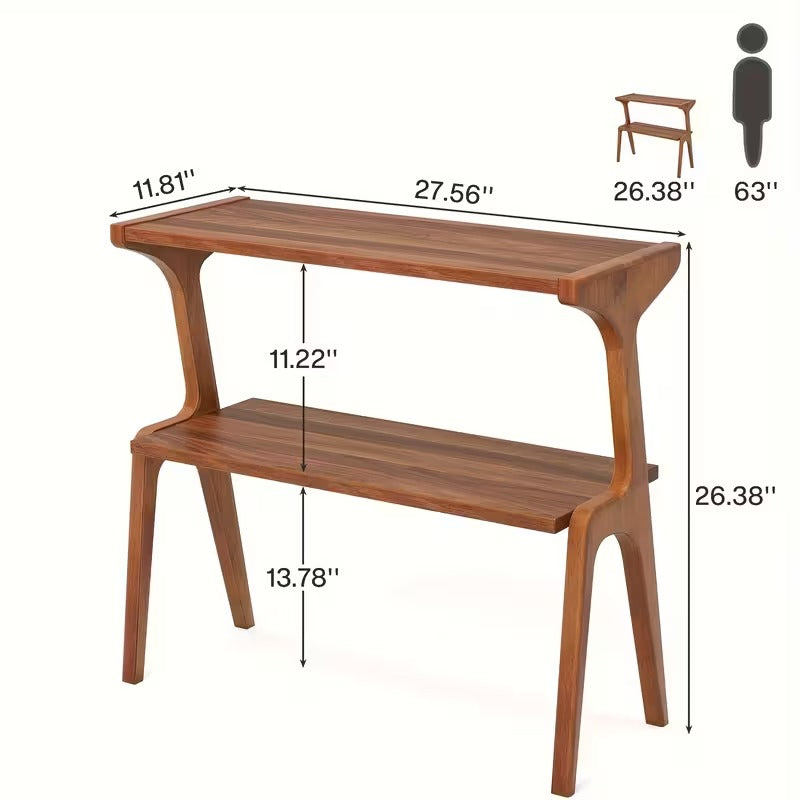 Harmony Twin Open Shelf Solid Wood Sofa Side Table – Sculpted Wood Design | Wood’s Buddy