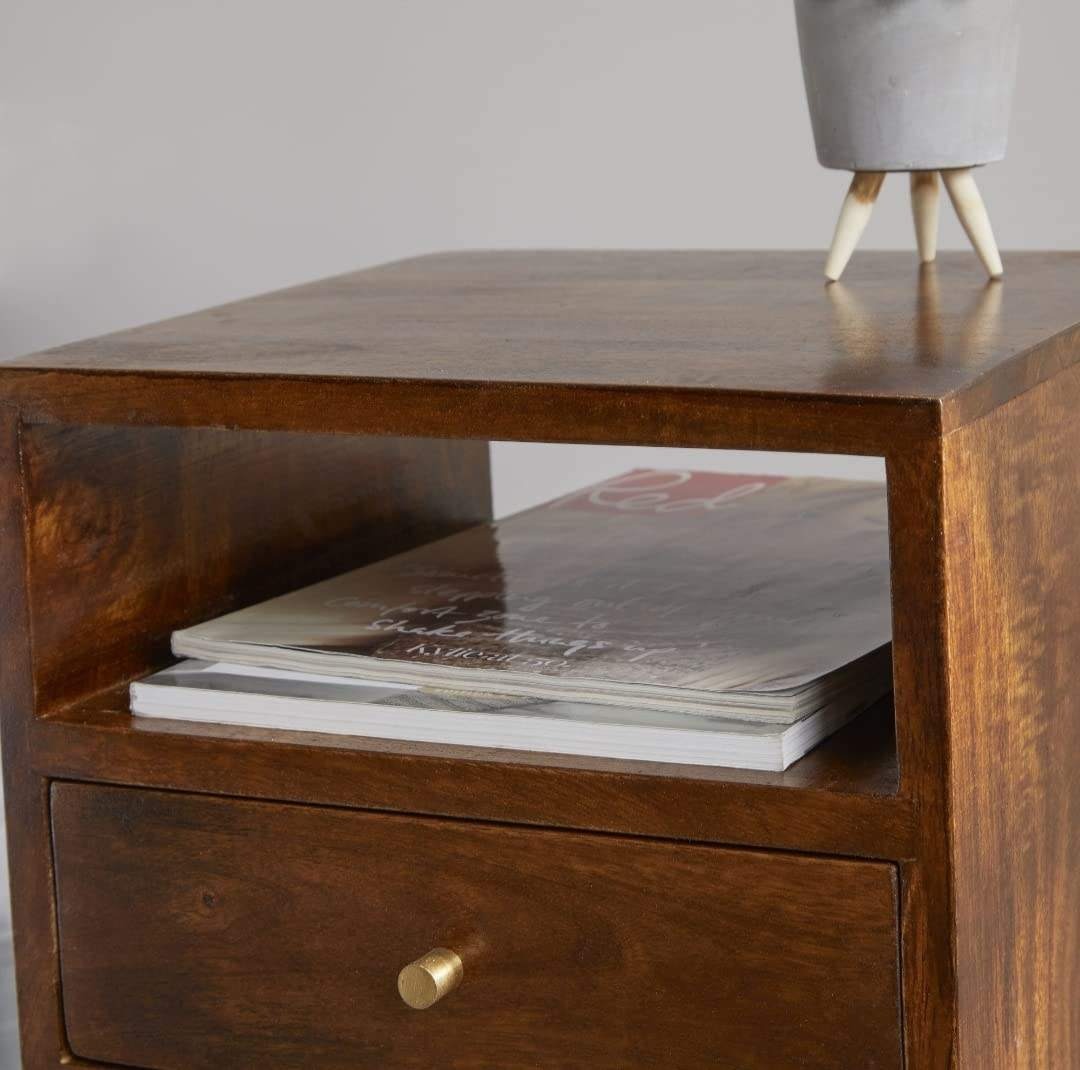 Acacia Allure Solid Wood Side Table – Contemporary Design with Storage | Wood’s Buddy