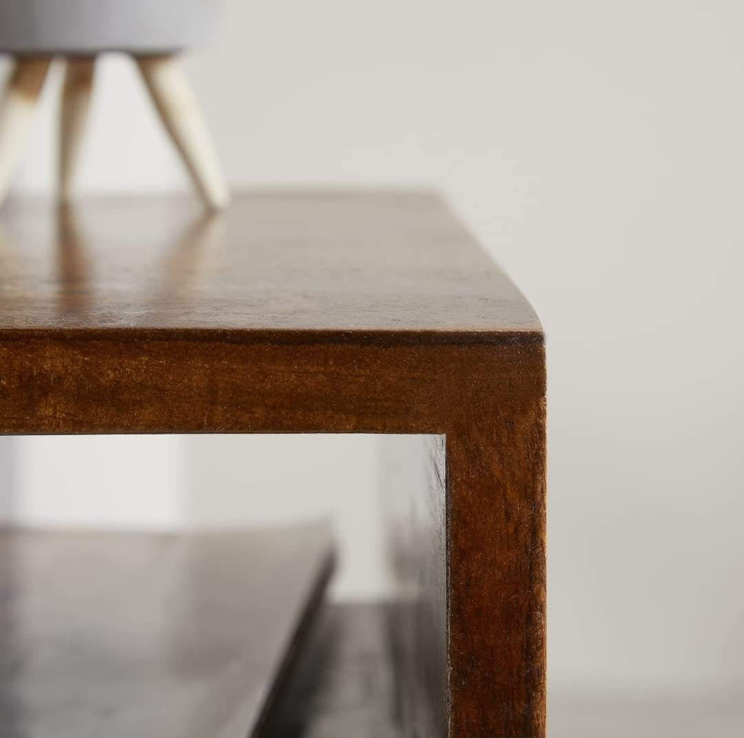 Acacia Allure Solid Wood Side Table – Contemporary Design with Storage | Wood’s Buddy