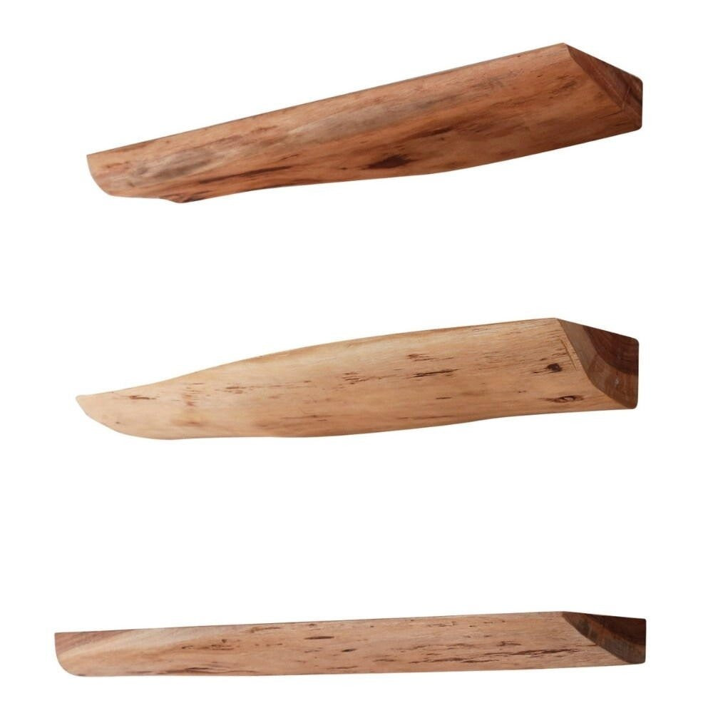 Timber Trio Rustic Live Edge Floating Shelf Set of 3 – Solid Wood | Wood’s Buddy