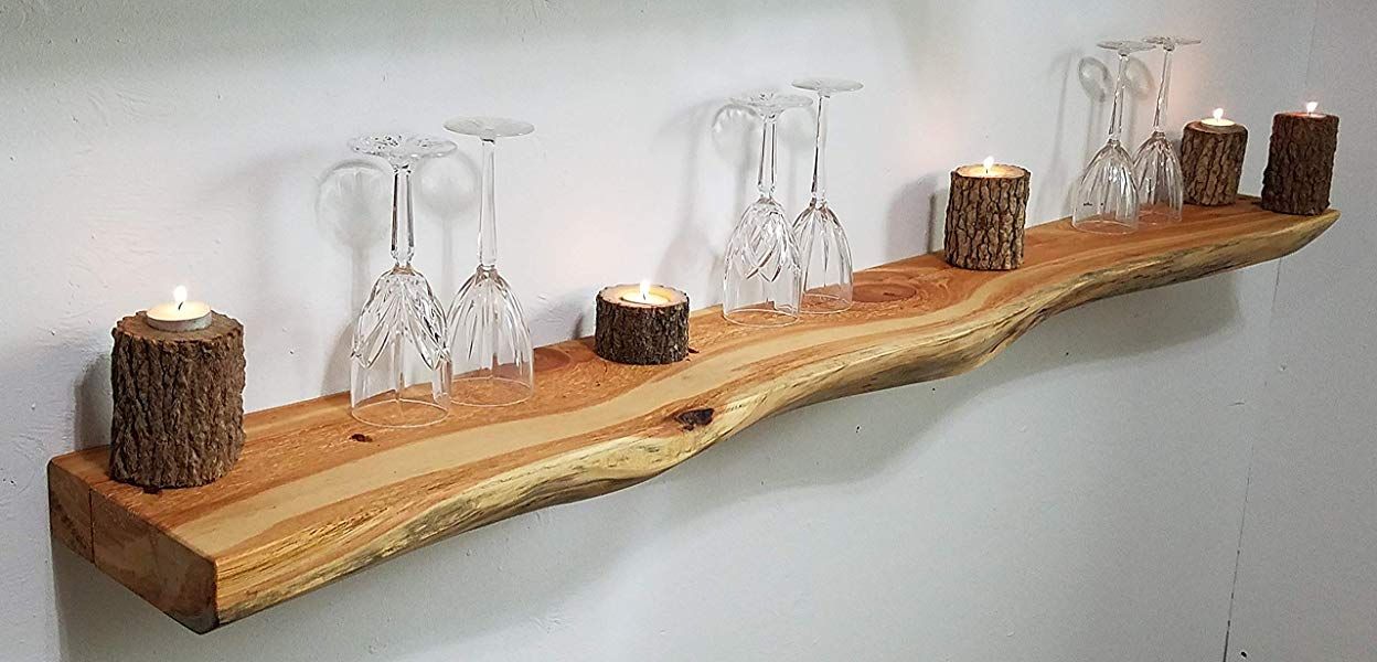 Big Rustic Log Acacia Live Edge Floating Shelf – Handmade Solid Wood | Wood’s Buddy