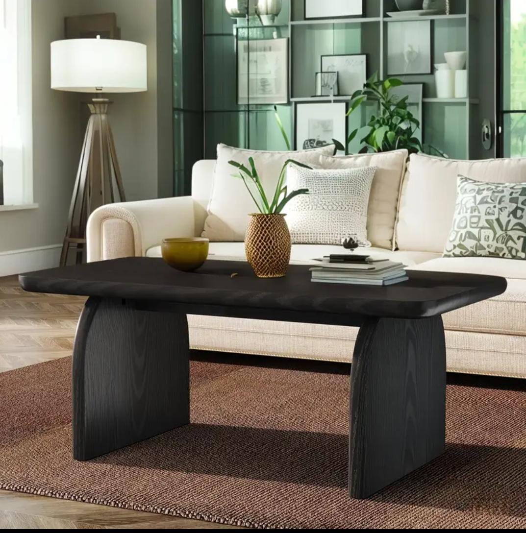 Wood’s Buddy Solid Mango Wood Black Coffee Table – Modern Living Room Centerpiece