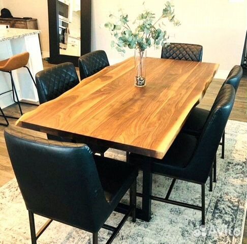 Solid Wood Live Edge 6-Seater Dining Table – Black Steel Frame Wood’s Buddy | Rustic Dining Table