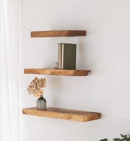 Rustic Deep Solid Wood Floating Shelves – Set of 3 Handcrafted Wall Décor | Wood’s Buddy